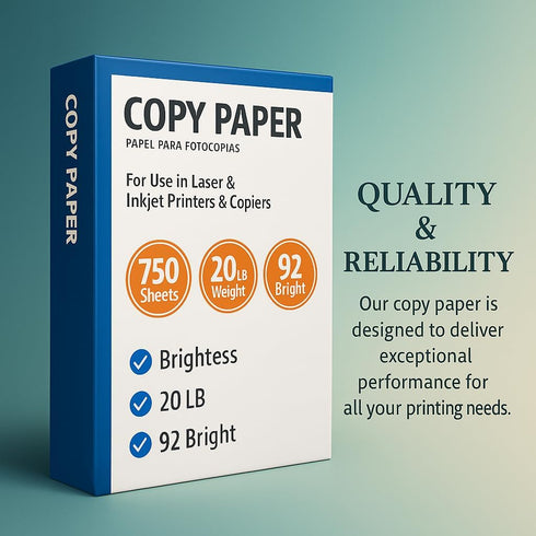 O2ktb 8.5" 11", 20 lb, 92 1 (750 Premium Copy Paper, x Bright, White, Smooth Finish, Designed to Reduce Paper Jams