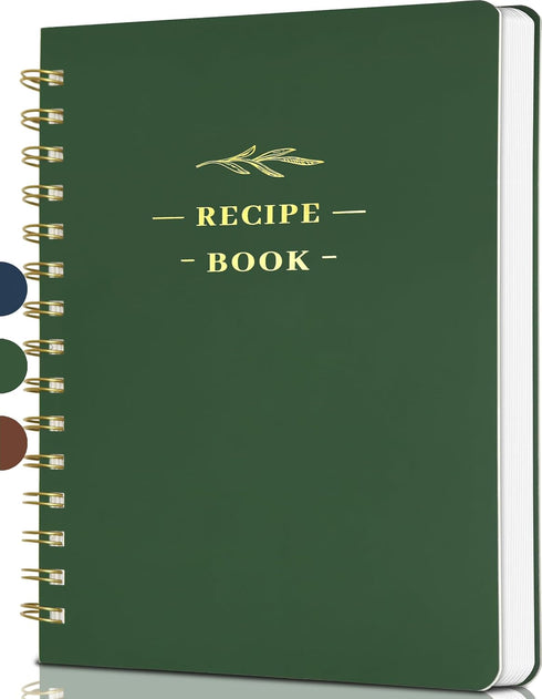 Perfect Blank Recipe Book, Hardcover Personal Recipe Notebook to Write 144 Exclusive Recipes (olive-green)