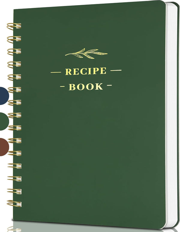 Perfect Blank Recipe Book, Hardcover Personal Recipe Notebook to Write 144 Exclusive Recipes (olive-green)