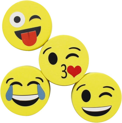 VIZ-PRO Magnetic Smiley Face Circular Whiteboard Eraser, 4 Pack of 2" Dry Erase Erasers