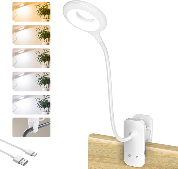 CUHIOY Clip on Reading Light for Bed Headboard, Rechargeable Battery Clamp on