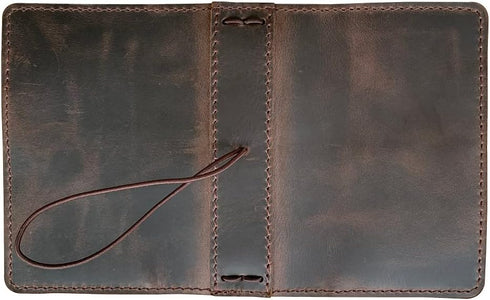 newestor Travelers Notebook Cover, Passport Size with Inner Pockets, Card Slots, and Pen Holder, Dark Brown