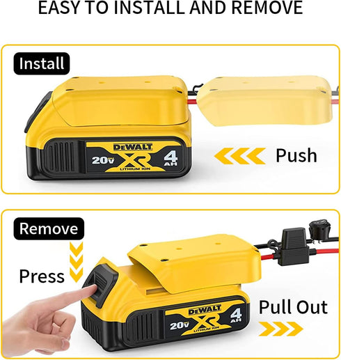 Power Wheel Adapter for Dewalt 20V Battery Series with Fuse, Switch & Wire Terminal, 3Pcs 30A Fuse, DIY Connector