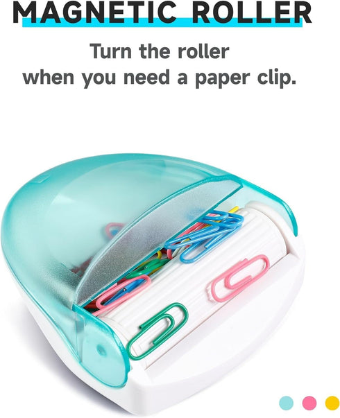 Paper Clip Holder ,Magnetic Paper Clip Holder for Desk, Paperclip Holder with Gold Paper Clips 100pcs 28mm(1.1") , Cute Office Supplies for Desk Organizer(Green, Paperclips Holder)