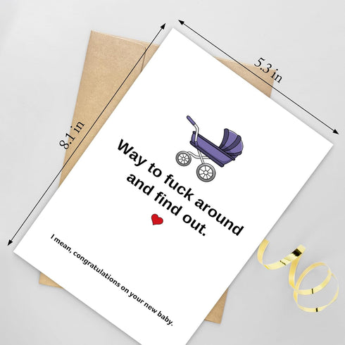 Naixiwen Funny Baby Shower Card for Girl Boy, Lovely New Baby Congratulations Card, Congrats on Pregnancy Card for New