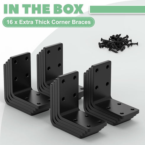 Furniture,16 2.4''x2.4''x1.2'' Braces,11-ga L Brackets for Wooden Pcs Corner Extra Thick Heavy Duty Shelf Bracket,Metal