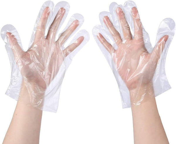 100 pcs Plastic Disposable Gloves, One Size Fits Most