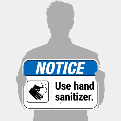 12x18 Inches, 55 Notice Use Hand Sanitizer Sign, mil Thick HDPS (high Density polystyrene), Made in USA