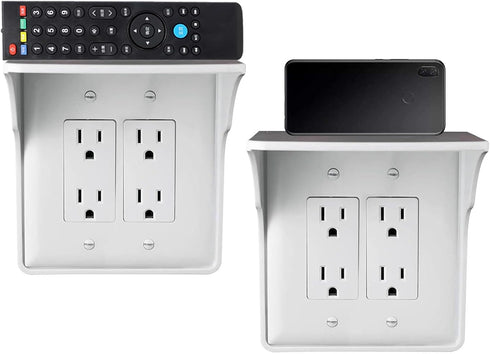 LOUIS FELT 2 pack Double Wall Outlet Shelf with Cord Storage-wall outlet shelf, outlet