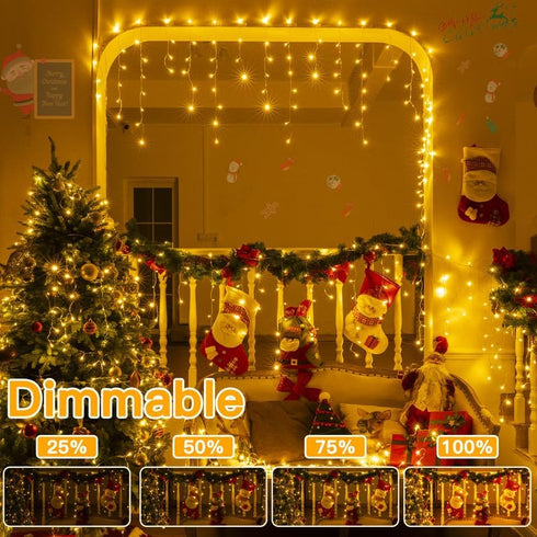 504LED 41FT, 8Modes Ollny Icicle Lights for Outside Warm White Christmas Light with Remote Timers Waterproof, Plug