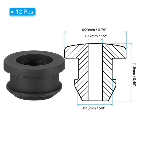 16mm 5/8 Inch Hole,1/2 Inch Grommets, 12Pcs Grommet PATIKIL / Drill ID Rubber Top Hat for Wiring Eyelet Ring Gasket