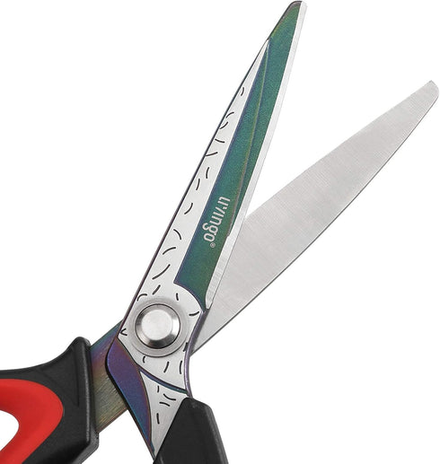 LIVINGO 10" Multipurpose Heavy Duty Scissors - Premium Titanium Coating Forged Stainless Steel Tool for Household