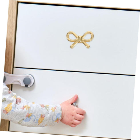 POPETPOP Brass Bow Drawer Pulls Vintage Bowknot Cabinet Handle for Dressers Wardrobes Shoe Cabinets Bedside Tables