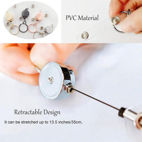 TuNan 3PCS Metal Lanyards Necklace with Clips Retractable for Id Badges, Beaded Design Lanyards for Women Girls