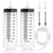 2 Pack 550ml Syringes with 55.1 Inch Tube and Needle 8G 1.5”, Sterile Individually Packaged for Labs
