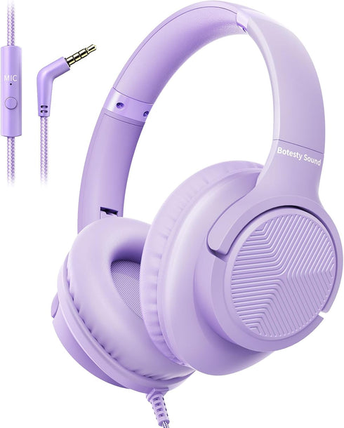 Botesty Sound Headphones Wired with Microphone, Over Ear Foldable 3.5mm Plug in