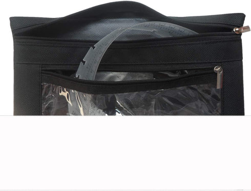 Enyuwlcm 3 Ring Binder Pencil Pouch - Durable Zipper Pencil Case with Clear Window, 2 Pocket Black Canvas, 4 Pack