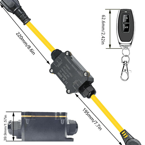 Plug,AC110V Switch,AC110V/120V/250V/20A Outlet,164FT Outdoor Wireless Remote Control Outlet Waterproof Remote Control