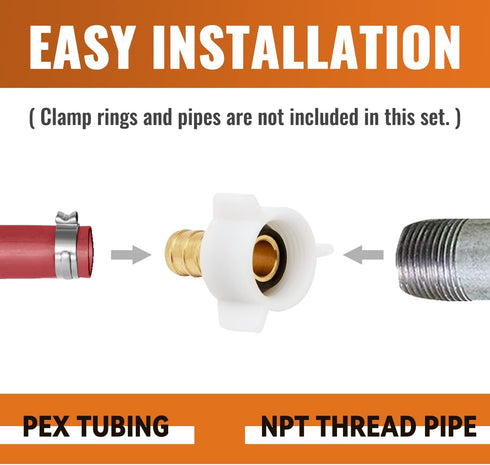 SUNGATOR 25-Pack PEX 1/2" x 1/2" NPT Female Threaded Swivel Adapter, Brass Crimp Fittings for RV Pex Faucet