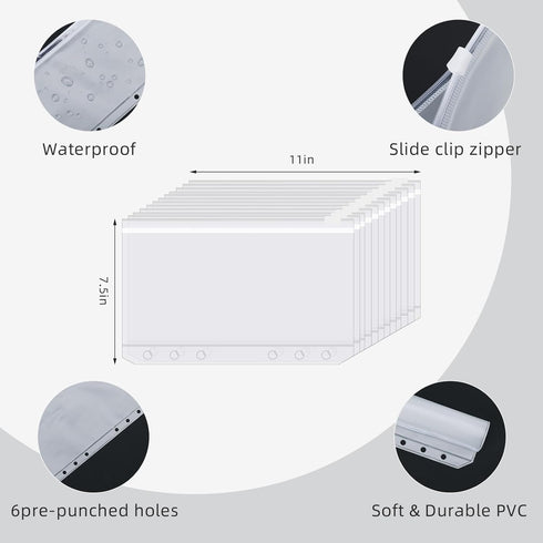 Budget Binder Leather A6 Cash Envelopes, Money Saving Binder with Zipper Envelopes for Budgeting, Gray