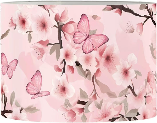 FANCOSAN Pink Floral Butterfly Lampshade Home Decor Fashion Bedroom Bedside Nightstand Lamp Shade