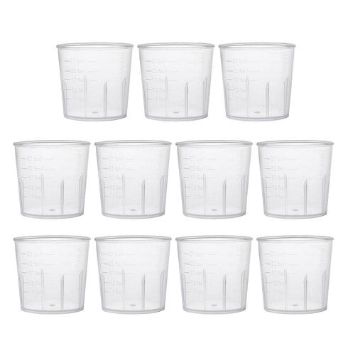 YOKIVE 11 Pcs Plastic Beaker, Liquid Measuring Cup for Laboratory, Kitchen, Daily Use, Clear White