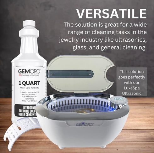 (1 GemOro Jewelry Cleaner Solution Concentrate for Ultrasonic Machines | Professional Performance Liquid Cleans Rings