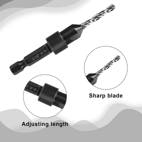 7pcs Countersink Drill Bit Set, Woodworking Countersink Bit for #6#8#10#12#16 Screws in Hard Wood Plastic