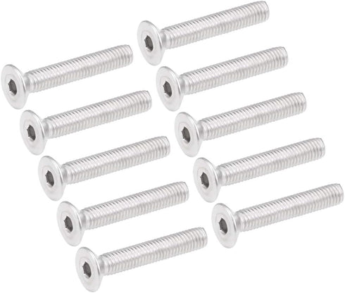 uxcell M5x30mm Flat Head Machine Screws, 10Pcs Inner Hex Screw 304 Stainless Steel Fasteners