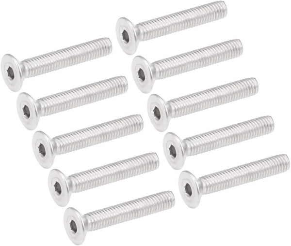 uxcell M5x30mm Flat Head Machine Screws, 10Pcs Inner Hex Screw 304 Stainless Steel Fasteners