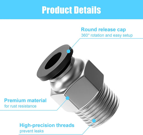 StLiSuYmx 10PCS PC4-M10 E3D-V6, Ender-3 Ender-3 V2 3D Premium Pneumatic Quick Connector Fittings, Bowden Tube Coupler