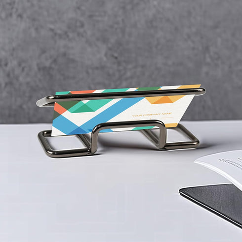 Desktop Business Card Holder, Metal Display Stand for Cards, 4 Pack Organizer for Desk, Black