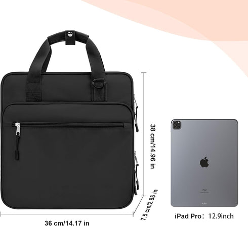 Zipper Binder, 3 Ring 2 Inch School Binder with 500 Sheet Capacity, Black, Handle & Shoulder Strap Included