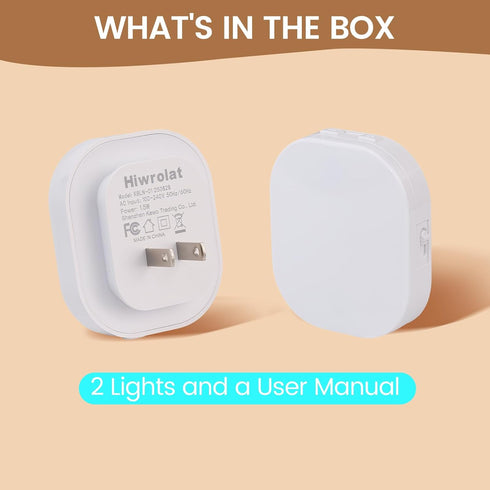 Hiwrolat Dimmable (2 Pack) Plug-in Motion Sensor Night Light, Eye-Caring Warm White Nightlight for Baby & Kids'