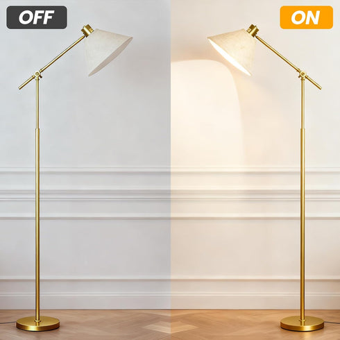 Dimmable Remote Floor Lamp for Living Room and Bedroom - Modern Tall Standing Lamps with Led Blub and Light - Gold Arc