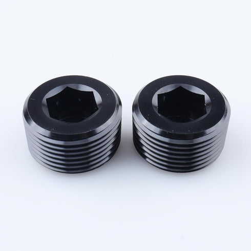 1" NPT Male Socket Allen Head Plugs Aluminum Black, 2 Pack