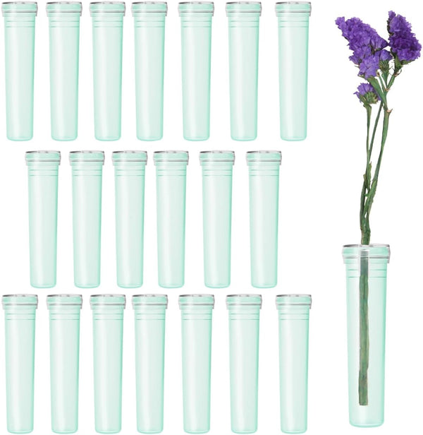 JFFX 20 Pcs Floral Water Tubes 2.8 Inch Green Color Plastic Flower Vials