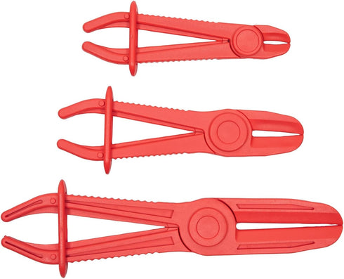 Juvale 3-Pack Hose Pinch Off Pliers - Fuel Line Clamp Tool for Automotive Brake and Radiator (Red, 3 Sizes)