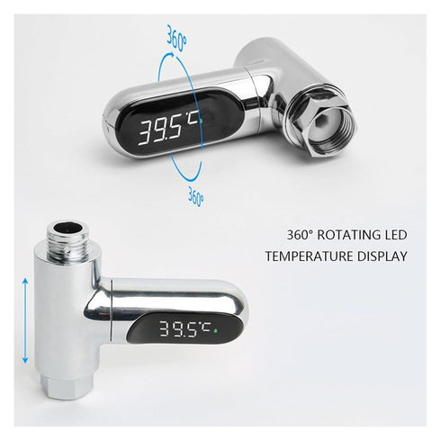 POEMYSIR 5C-85C LED Display Water Shower Thermometer Self-Generated Electricity Water Temperature Monitor Smart Meter