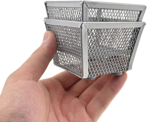 HAHIYO Stackable Paper Clip Mesh Holder Cup, 2 Pack Silver Paperclip Holder for Desk Drawer Organizer