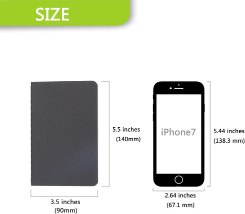 TWONE Pocket Notebook, 6 Pack Mini Notebooks 3.5" x 5.5" (90x140mm) for Men, Women, Kids, Travel - 30 Sheets/60 Pages