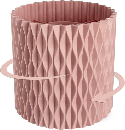 Rotating Pen Pencil Holder for Desk, 5 Slots Unique Pink Organizer for Women Girls, Desktop Supplies and Accessories