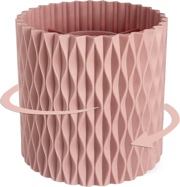 Rotating Pen Pencil Holder for Desk, 5 Slots Unique Pink Organizer for Women Girls, Desktop Supplies and Accessories