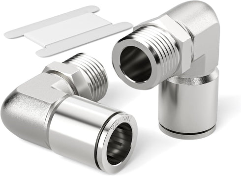 TAILONZ PNEUMATIC 304 Stainless Steel Male Elbow - 3/8 Inch Tube OD x 1/2 Inch NPT Thread Fitting (Pack of 2)