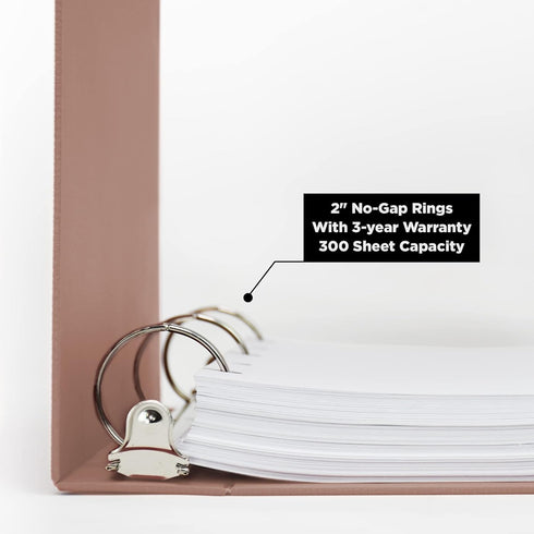 Carstens 2-Inch Heavy Duty 3-Ring Binder, Side Opening, Dusty Rose, Durable Plastic, Holds 300 US Letter Sheets, Made
