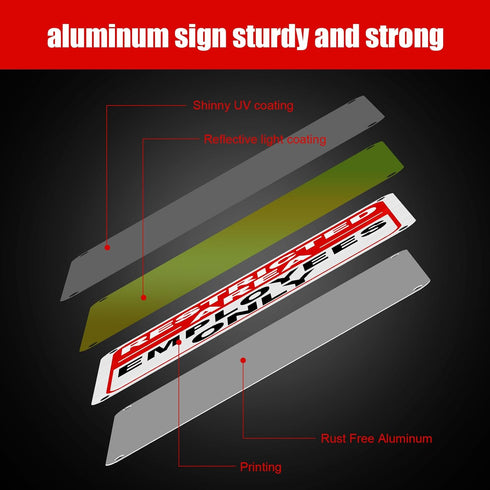 4 Pcs Restricted Area Employees Only Sign, 10 x 7 Inches, Rust Free Aluminum with Pre-Drilled Holes