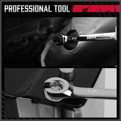 4-Piece Flare Nut Wrench Set, SAE Brake Line Wrenches 1/4 to 11/16-inch, Professional Offset Heads