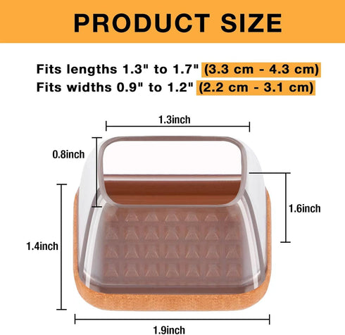 24 Pcs Rectangle Chair Leg Floor Protectors, Silicone Chair Leg Protectors for Hardwood Floors, High Elastic Chair Leg