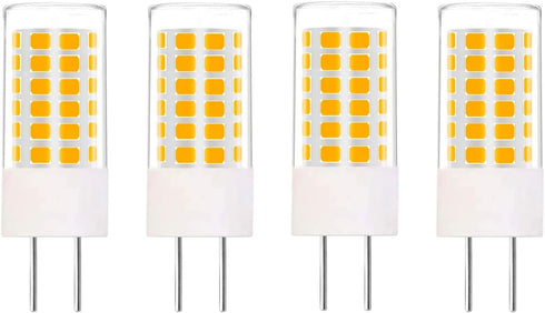 GY6.35 LED Bulbs 12V, T4 JC Type Bi-Pin Base, Warm White 3000K, 35W Halogen Replacement, Non-Dimmable, 4-Pack