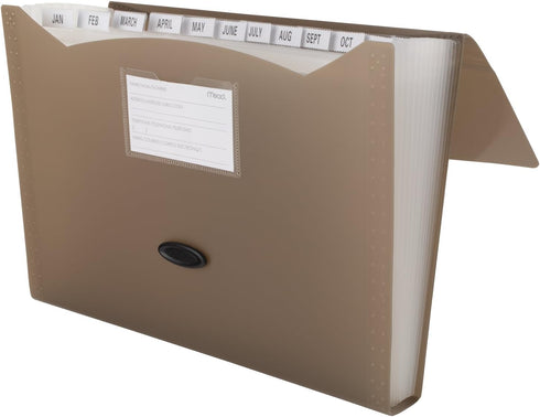 Mead Expanding File Folder, 13-Pocket School Organizer, Paper Organizer, 9-1/4" x 13", Expandables, Tan (38524)